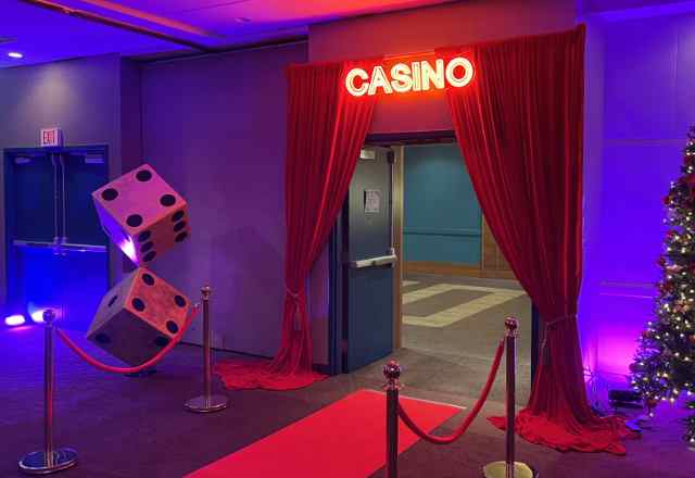 Red Curtain Entrance Rental Okanagan | Red Curtain & lit CASINO sign Rental Kelowna BC a nice complimentary piece to any casino event, trade show, fundraiser, auction, etc. to give your event a WOW factor. Kelowna BC...