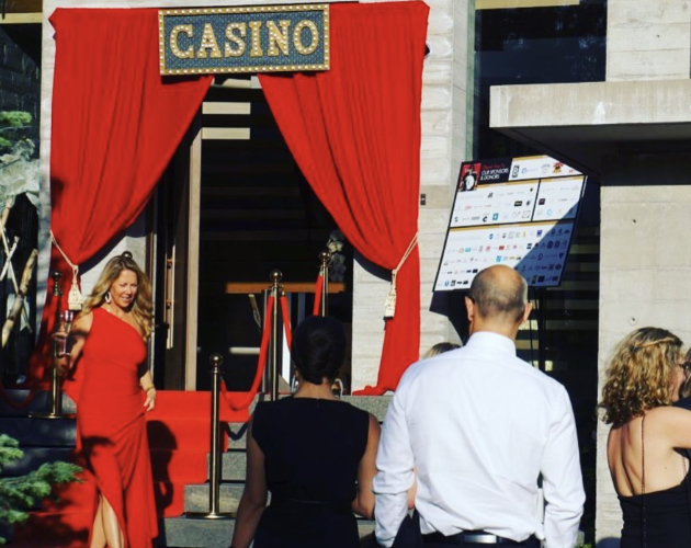 Red Curtain Entrance Rental Okanagan | Red Curtain & lit CASINO sign Rental Kelowna BC a nice complimentary piece to any casino event, trade show, fundraiser, auction, etc. to give your event a WOW factor. Kelowna BC...